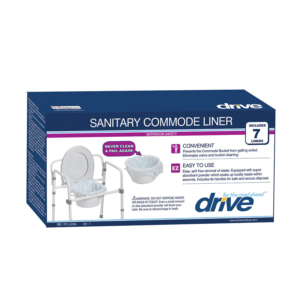 Drive Medical Folding Steel Commode Combo with Absorbent Commode Liners