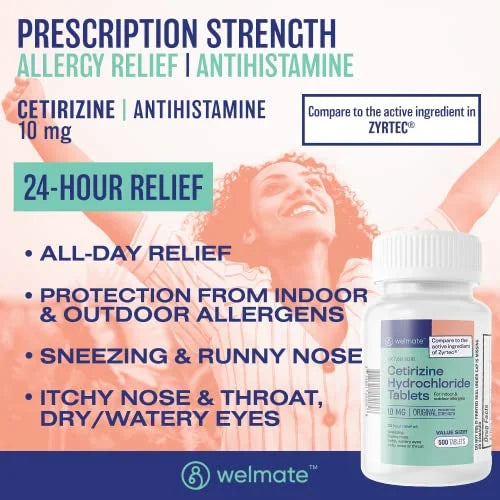 WELMATE Antihistamine Allergy Relief, Loratadine 10mg 24HR Relief
