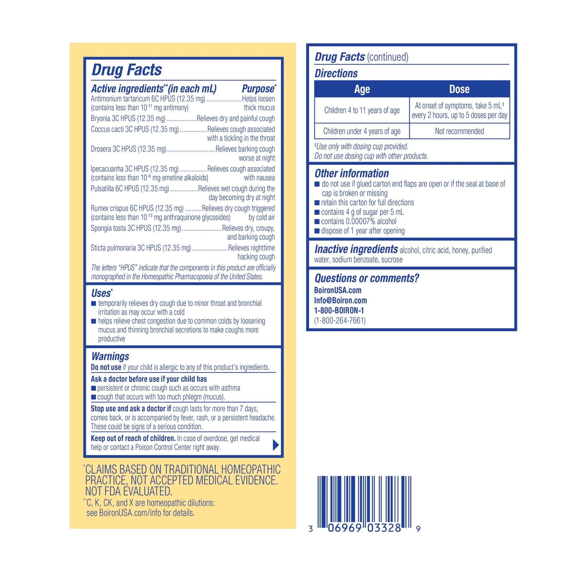 Boiron Chestal Kids Honey Cough Syrup, Homeopathic Medicine for Chest Congestion, 6.7 fl oz