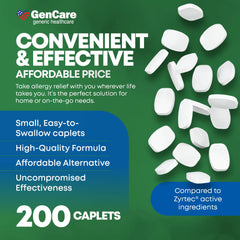 GenCare 24 Hour Allergy Relief Tablets Antihistamine Cetirizine HCl 10 mg