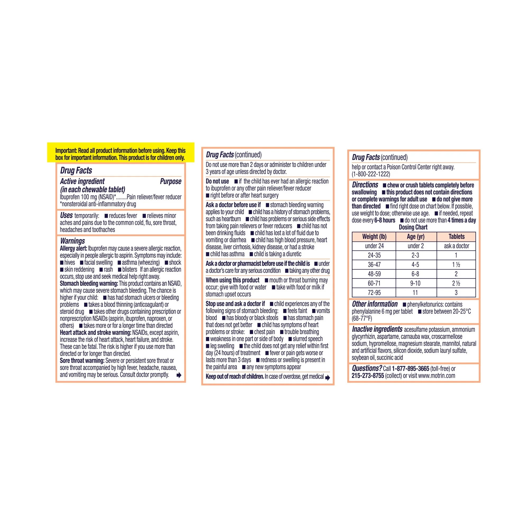 Children's Motrin Ibuprofen Chewable Tablets, Grape, 24 Ct