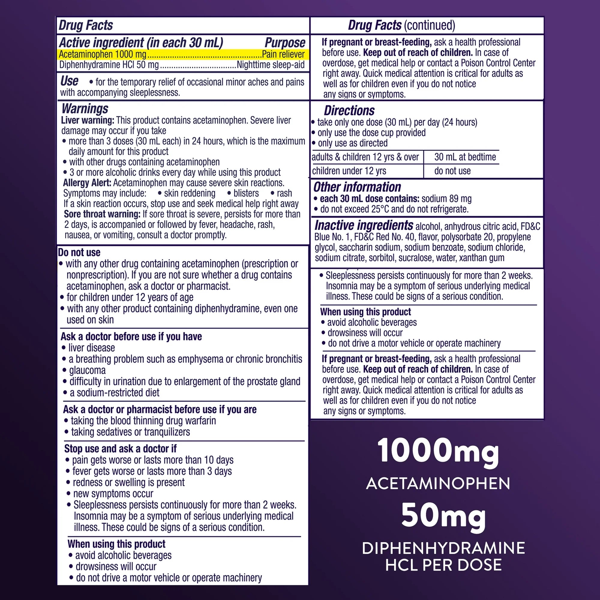 Vicks PainQuil PM Pain Relief and Sleep Aid Liquid, Acetaminophen Pain Reliever for Adults, 12 Fl oz