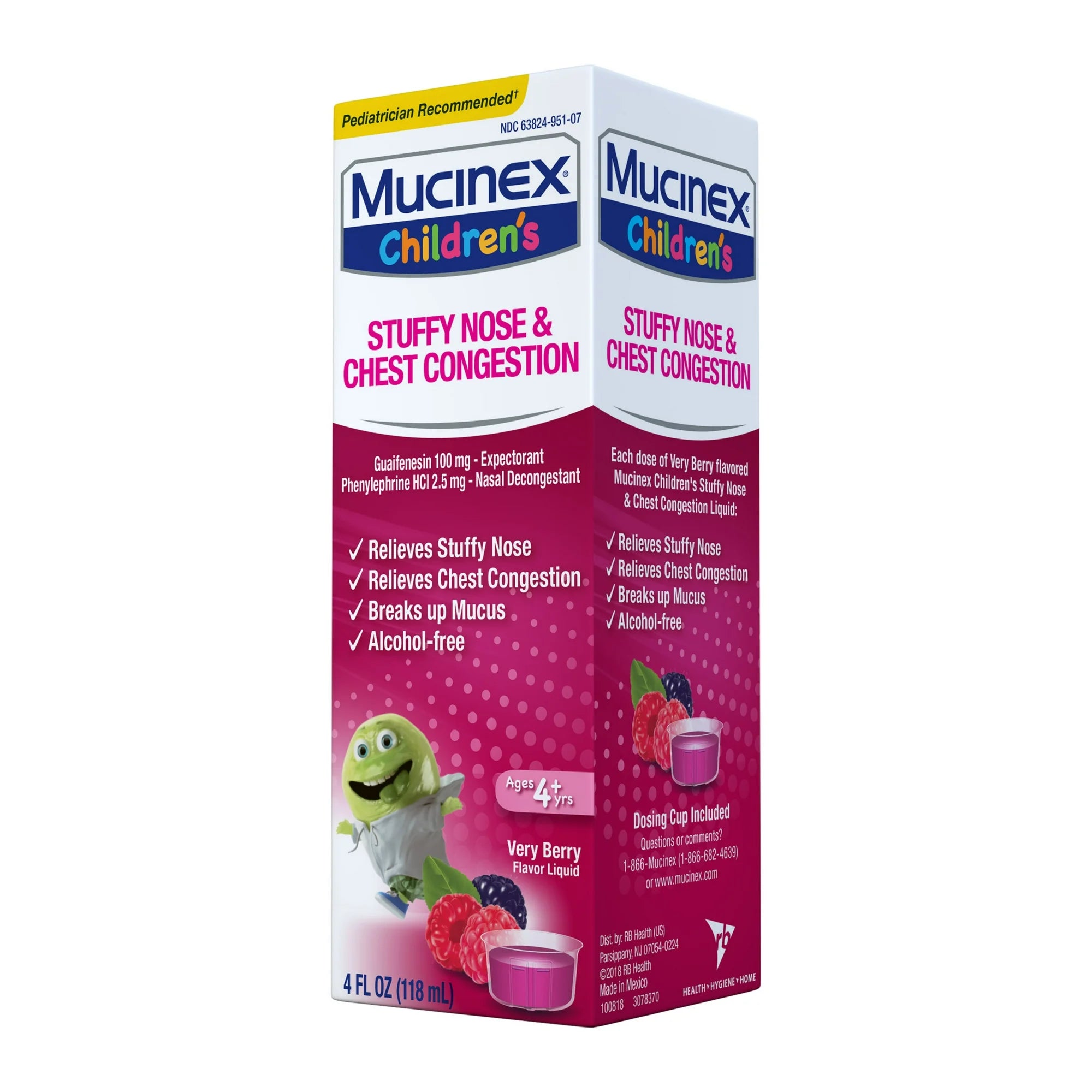 Mucinex Children's Stuffy Nose & Chest Congestion Relief, Kids Medicine, Very Berry Flavor, 4 fl oz
