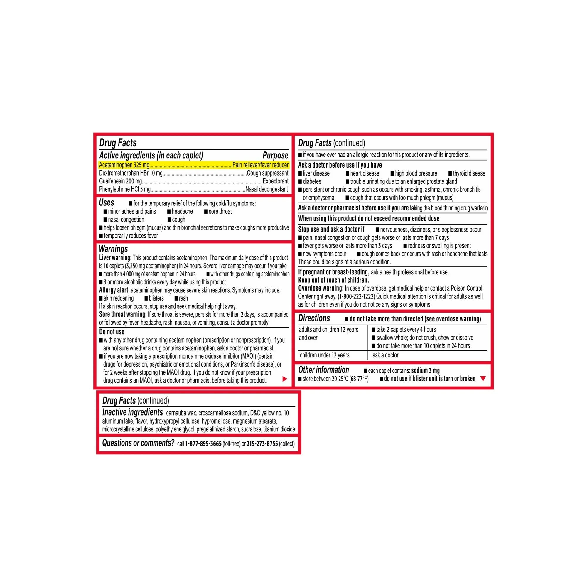 Tylenol Cold + Flu Severe Caplets for Multi-Symptom & Pain Relief, 24 Ct.