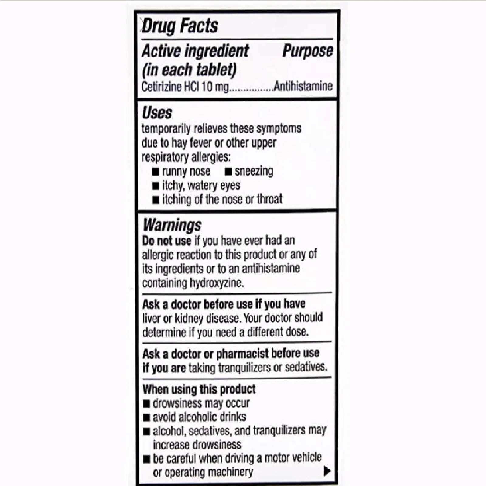 Perrigo Cetirizine Hydrochloride 10mg Antihistamine Allergy Laxative, 30 Tablets