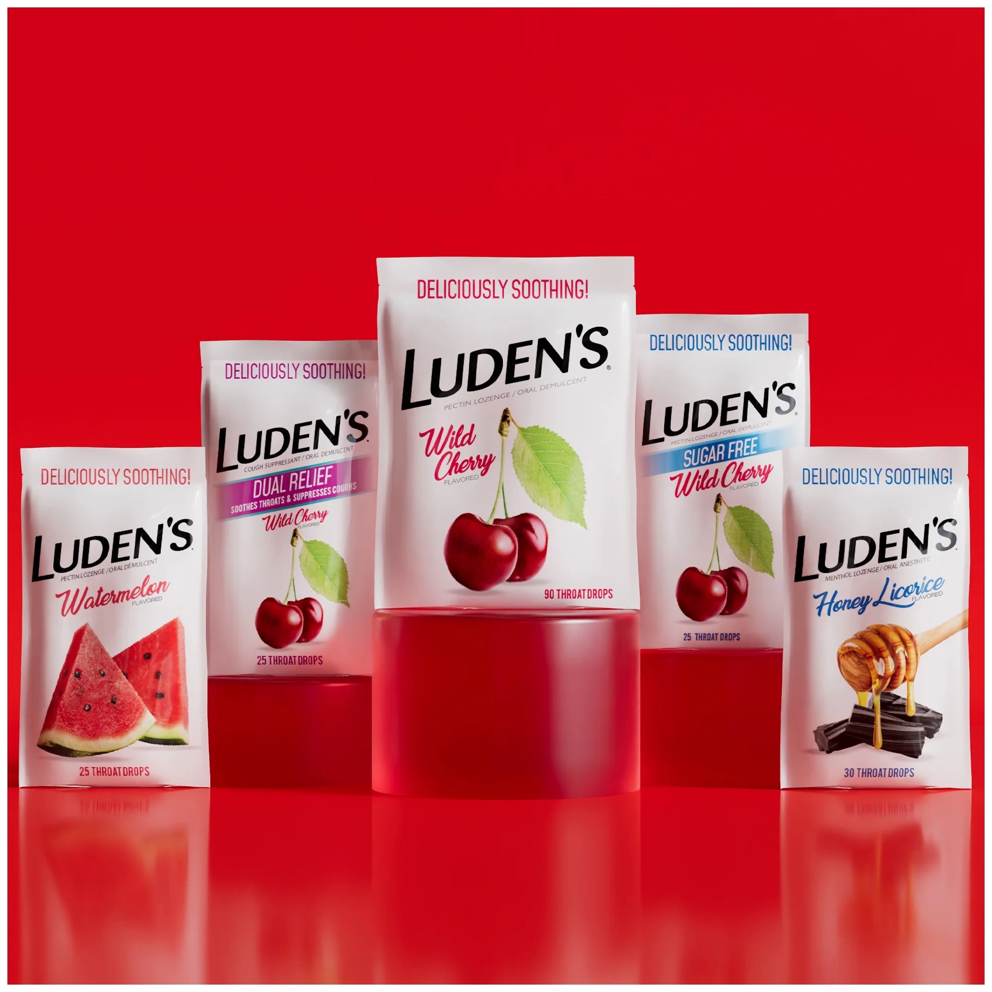 Luden's Sore Throat Drops, For Minor Sore Throat Relief, Wild Cherry, 90 Count