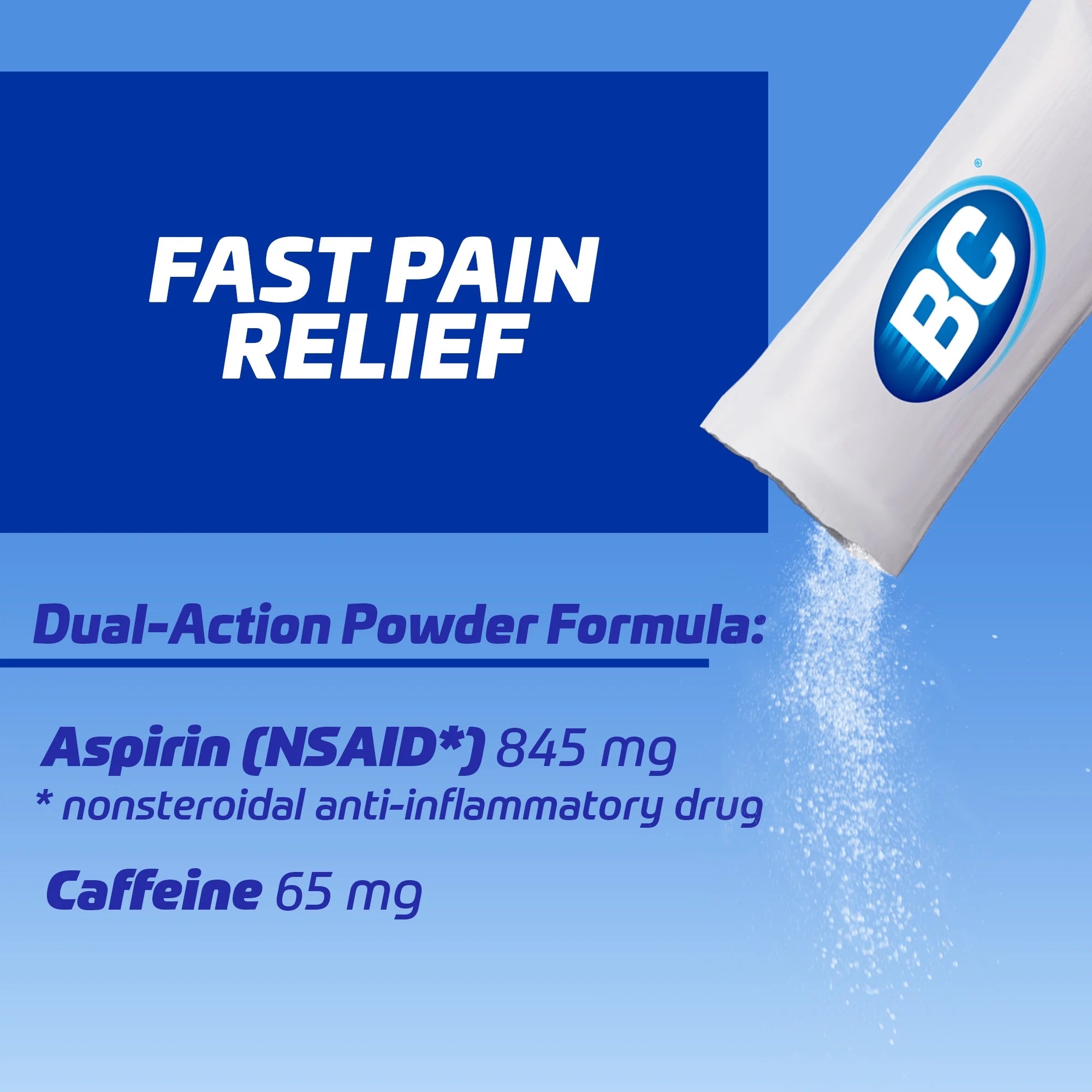 BC Powder Original Strength Pain Reliever, Aspirin Dissolve Packs, Body Aches & Pains Relief, 50 Ct