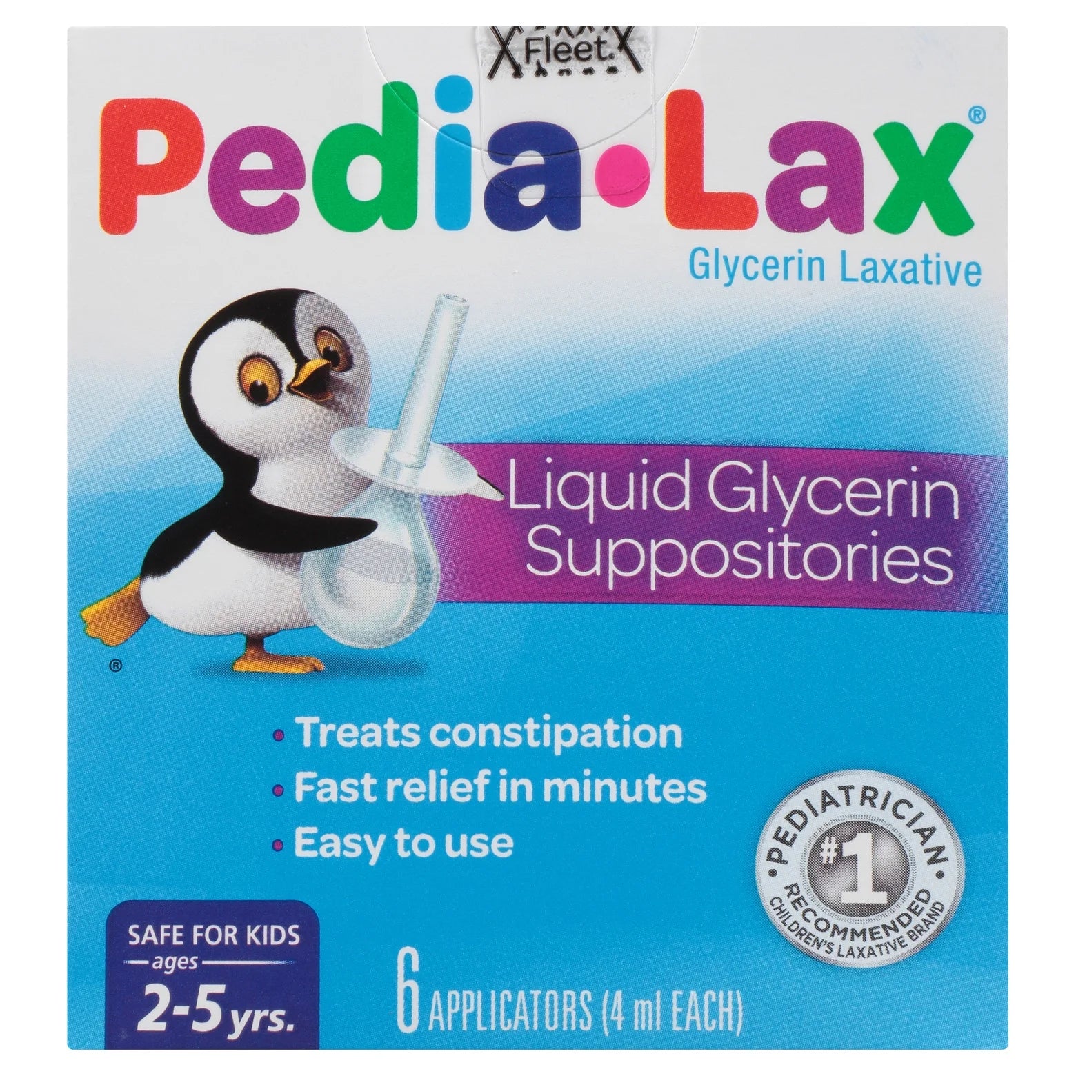 Pedia-Lax Laxative Liquid Glycerin Suppositories for Kids, Ages 2-5, 6 Count