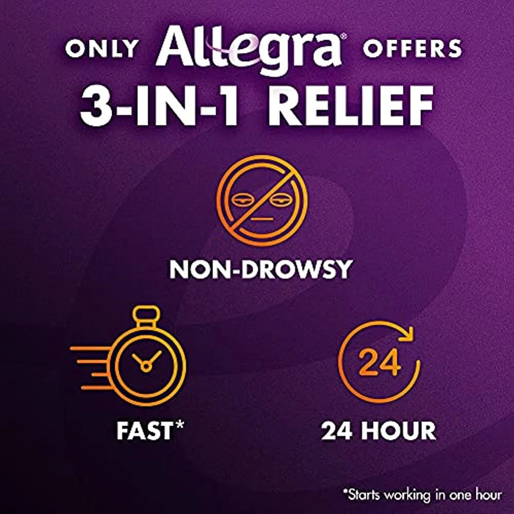 Allegra Fexofenadine 180mg Antihistamine Relief Indoor & Outdoor Allergy 70ct