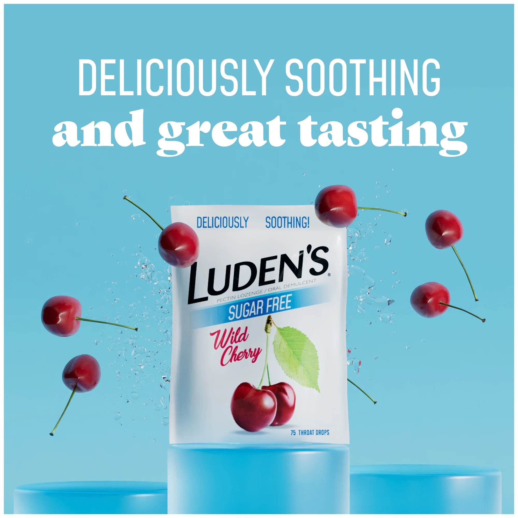 Luden's Sore Throat Drops, for Minor Sore Throat Relief, Sugar Free Wild Cherry Throat Remedy, 75 Ct