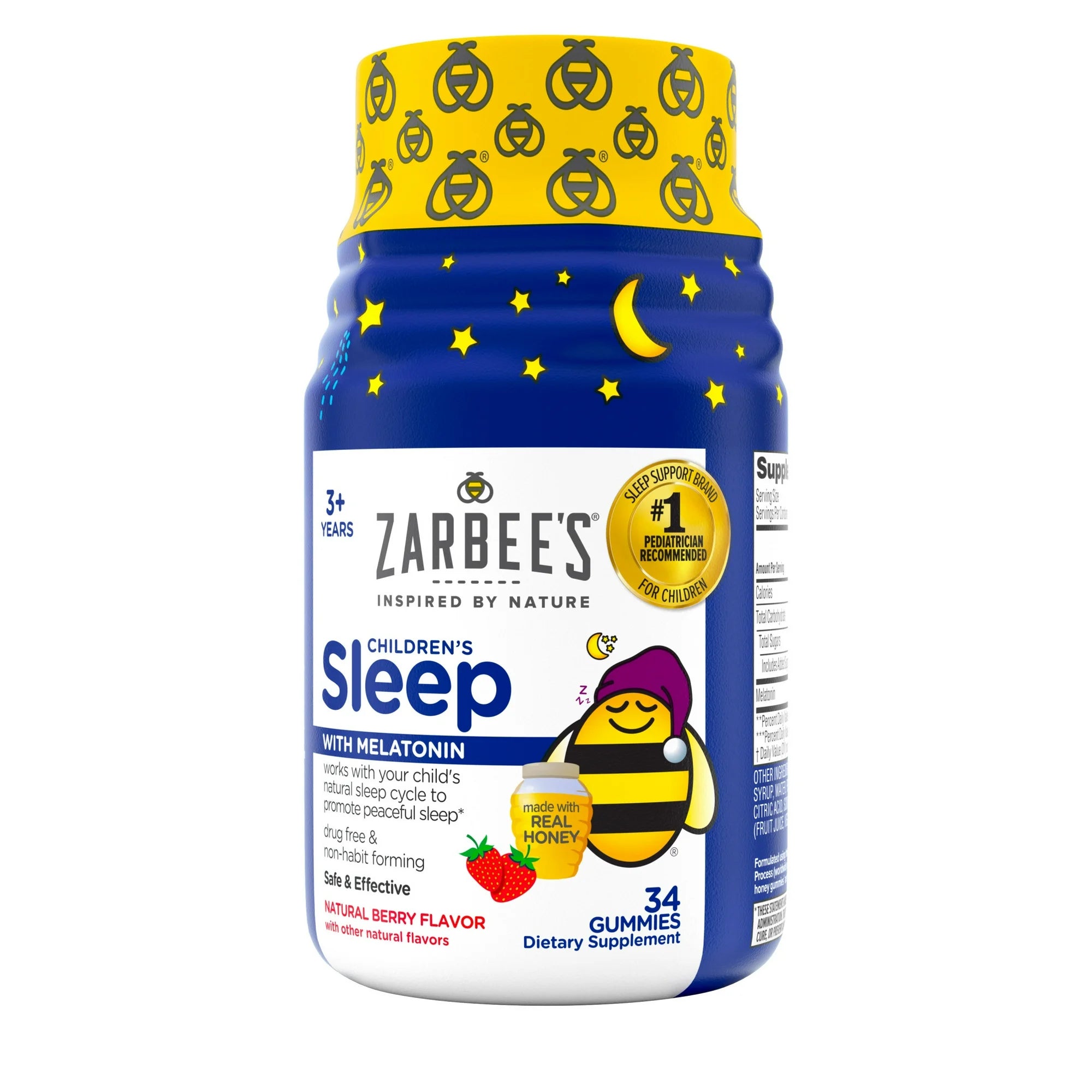 Zarbee’S Children's Sleep Gummies With Melatonin, Drug-Free, Non-Habit Forming, Natural Berry, 34Ct