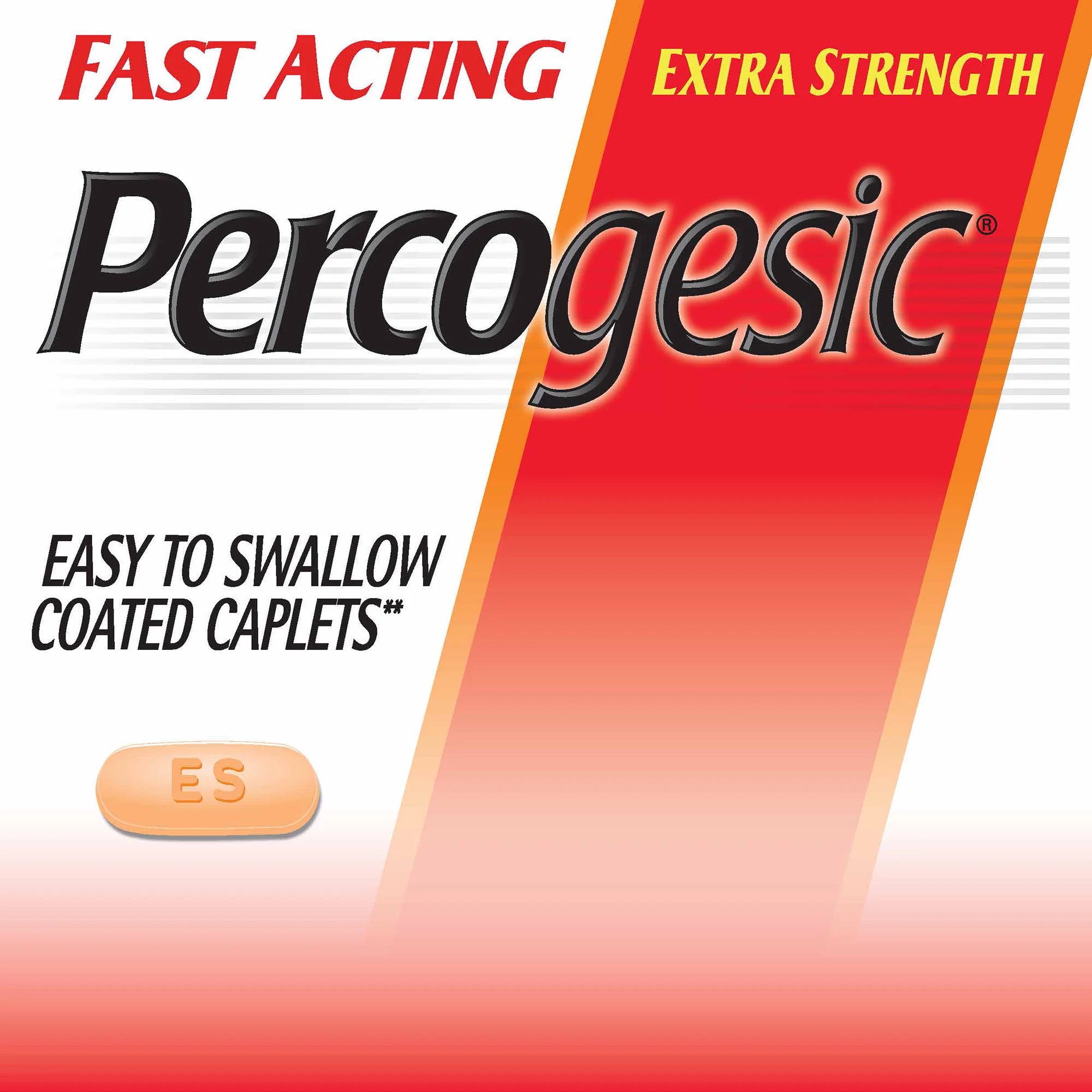 Percogesic Extra Strength Pain Relief, Aspirin Free Fast Acting Relief, Acetaminophen and Diphenhydramine, 40 Tablets