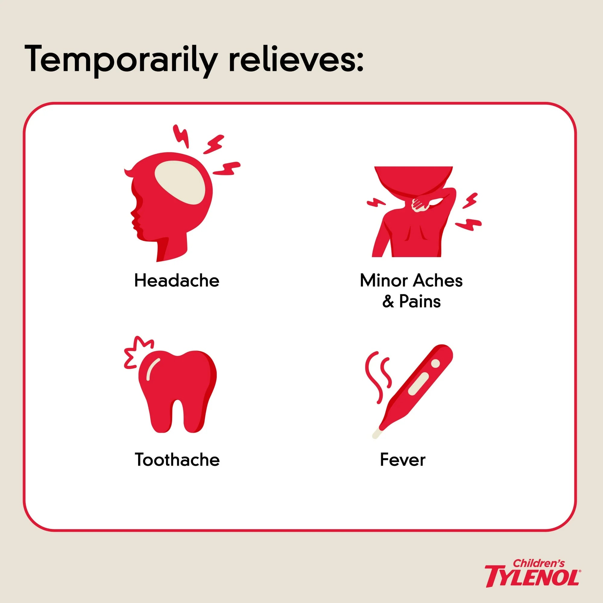 Children's Tylenol Pain + Fever Medicine, Dye-Free, Cherry