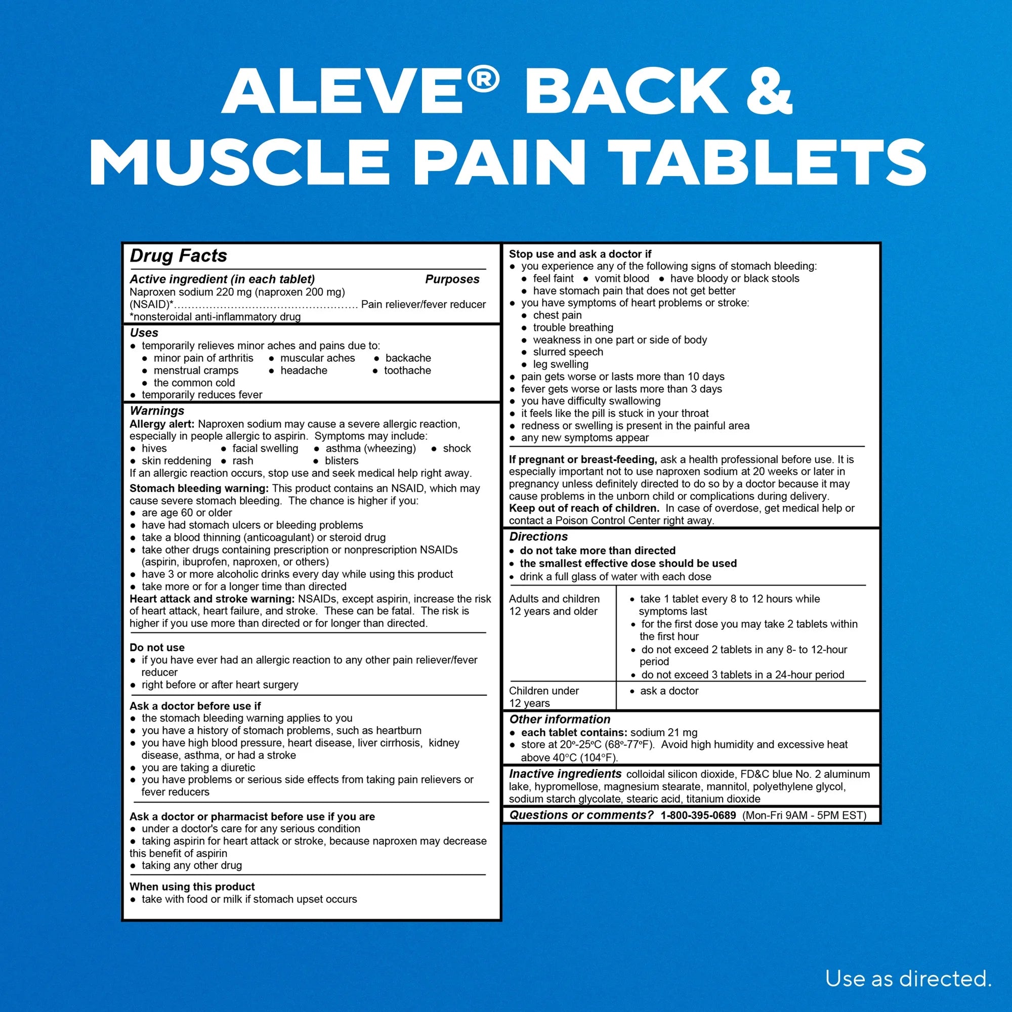 Aleve Back & Muscle Pain Reliever Naproxen Sodium Tablets, 90 Count
