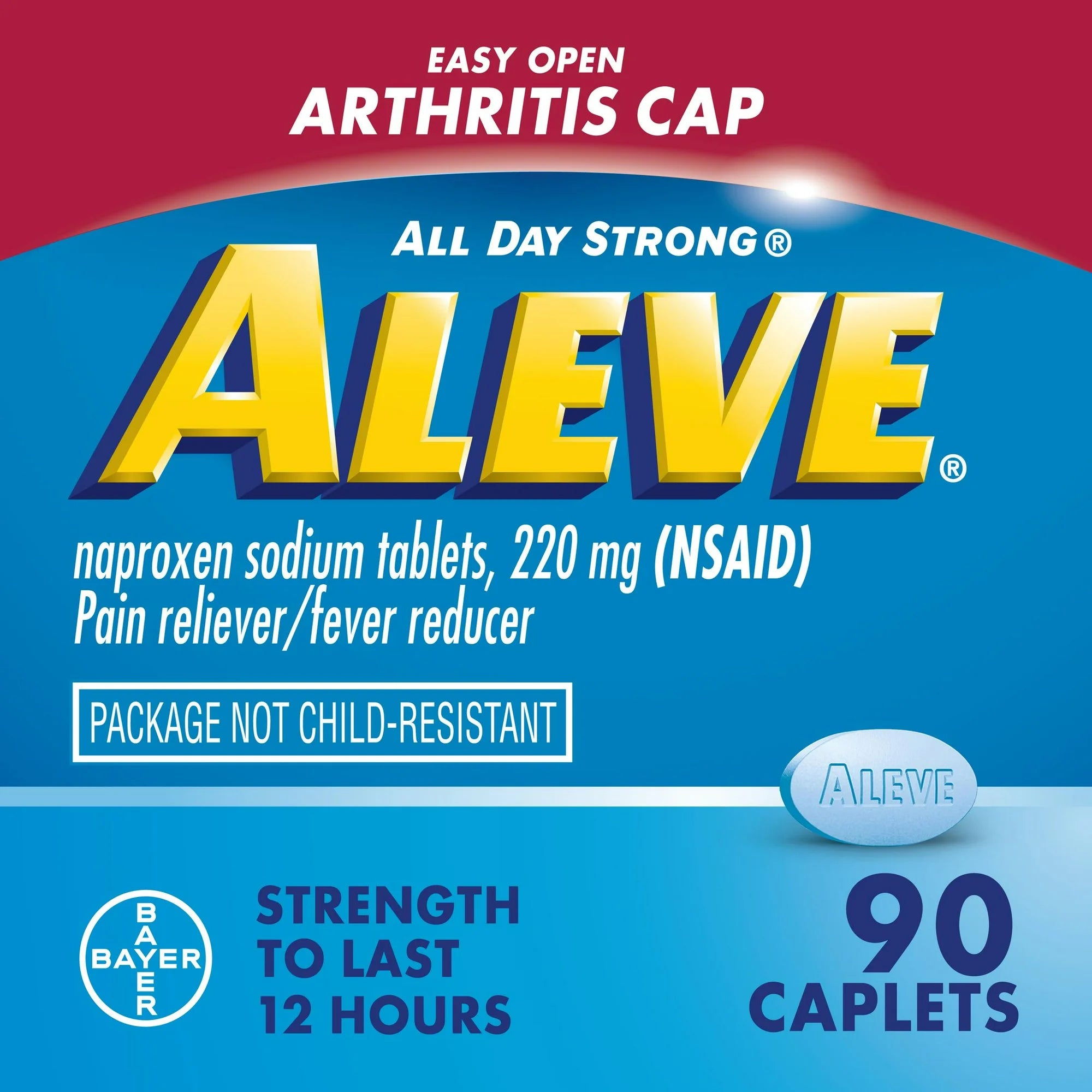 Aleve Caplets Easy Open Arthritis Cap Naproxen Sodium Pain Reliever