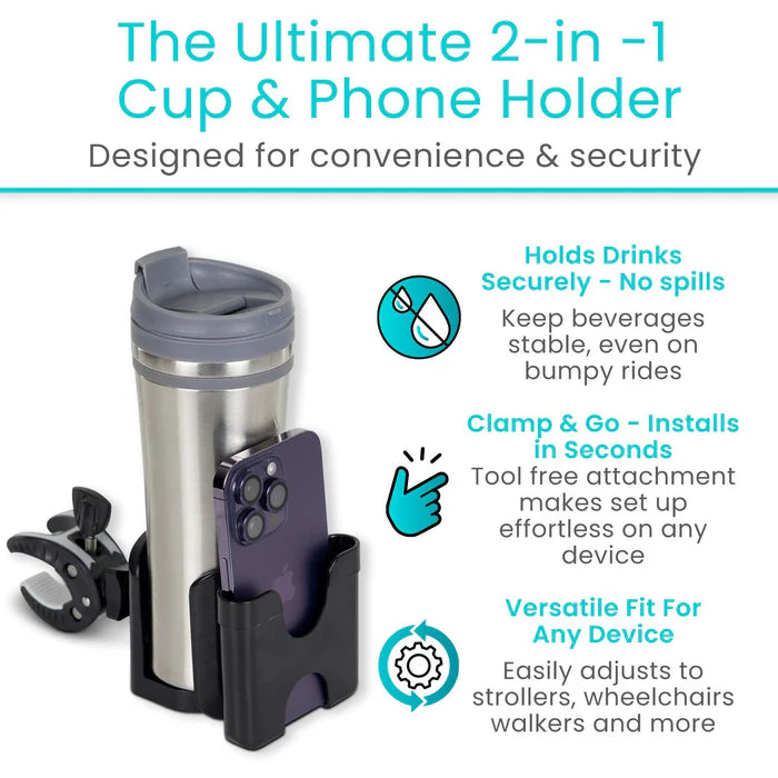 Vive Attachable Cup and Phone Holder