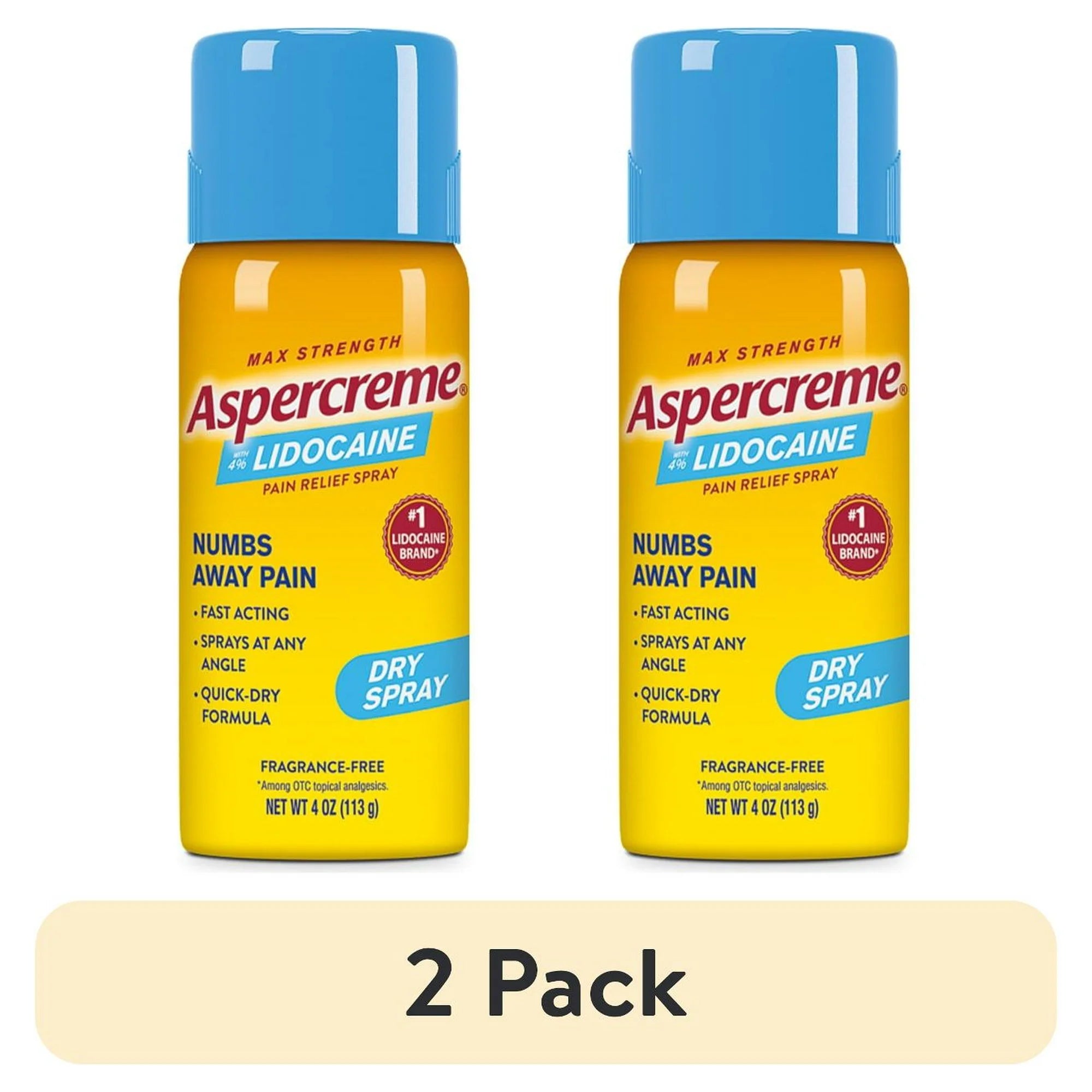 Aspercreme Max Strength Topical Numbing Pain Reliever Spray for Nerve Pain Relief, 4% Lidocaine, Odor Free, 4 oz