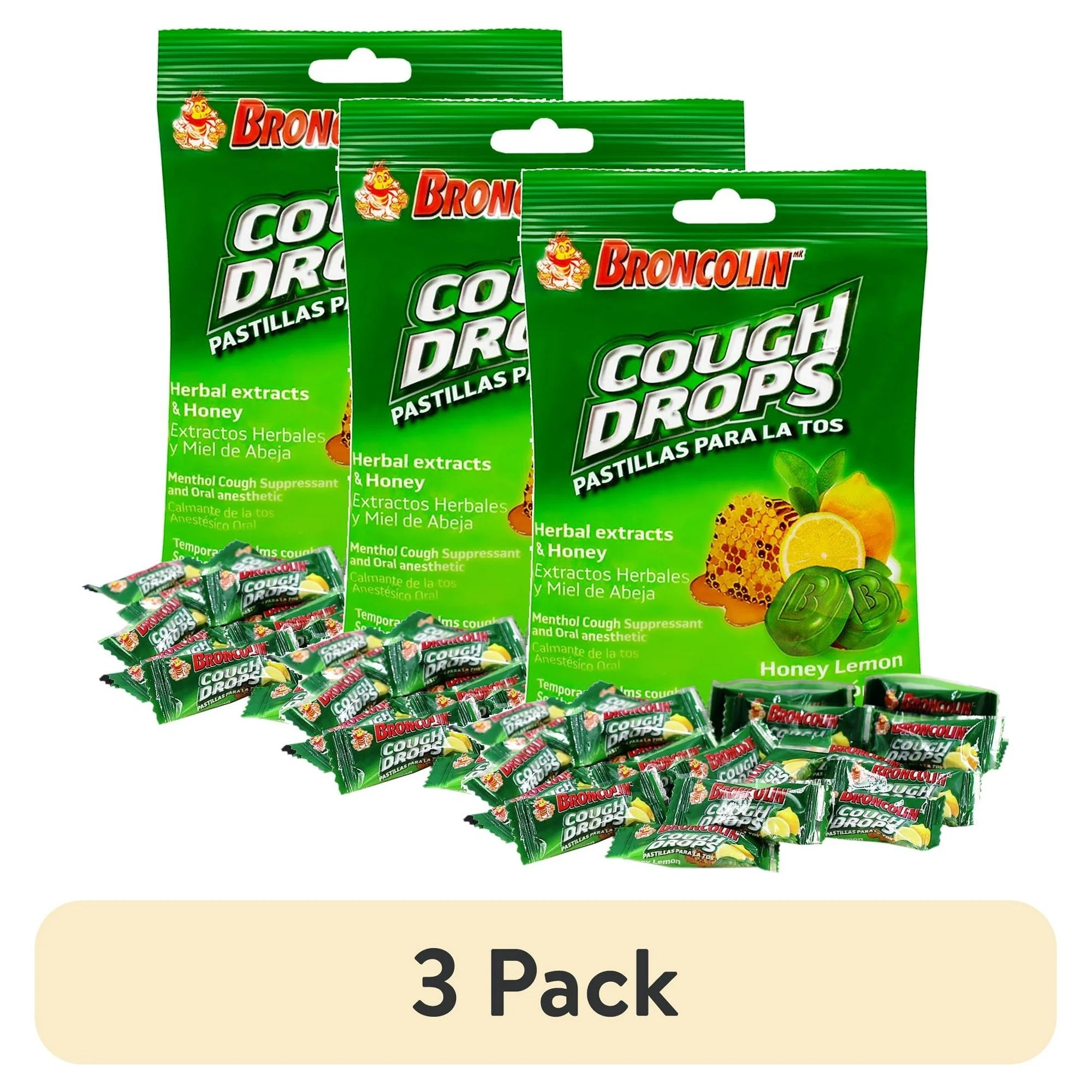 Broncolin Honey Lemon Candy Drops 22 Count Bag