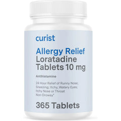 Curist Allergy Relief Loratadine 10mg 365 Ct Non Drowsy Antihistamine Tablets 24 Hour | Compare to Claritin