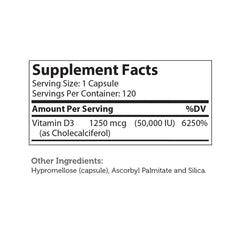 Zahler Vitamin D3 (120) Capsules 50,000 IU