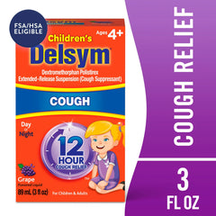 Delsym Children's Cough Suppressant Liquid, Grape Flavor, 3 Ounce