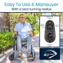 Vive Compact Power Wheelchair - Foldable Long Range Transport Aid