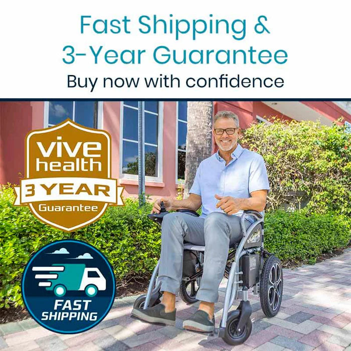 Vive Compact Power Wheelchair - Foldable Long Range Transport Aid