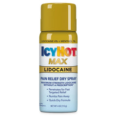Icy Hot Max Topical Pain Reliever Dry Spray and Numbing Muscle Rub for Joint Pain Relief, 4% Lidocaine and 1% Menthol, 4 oz