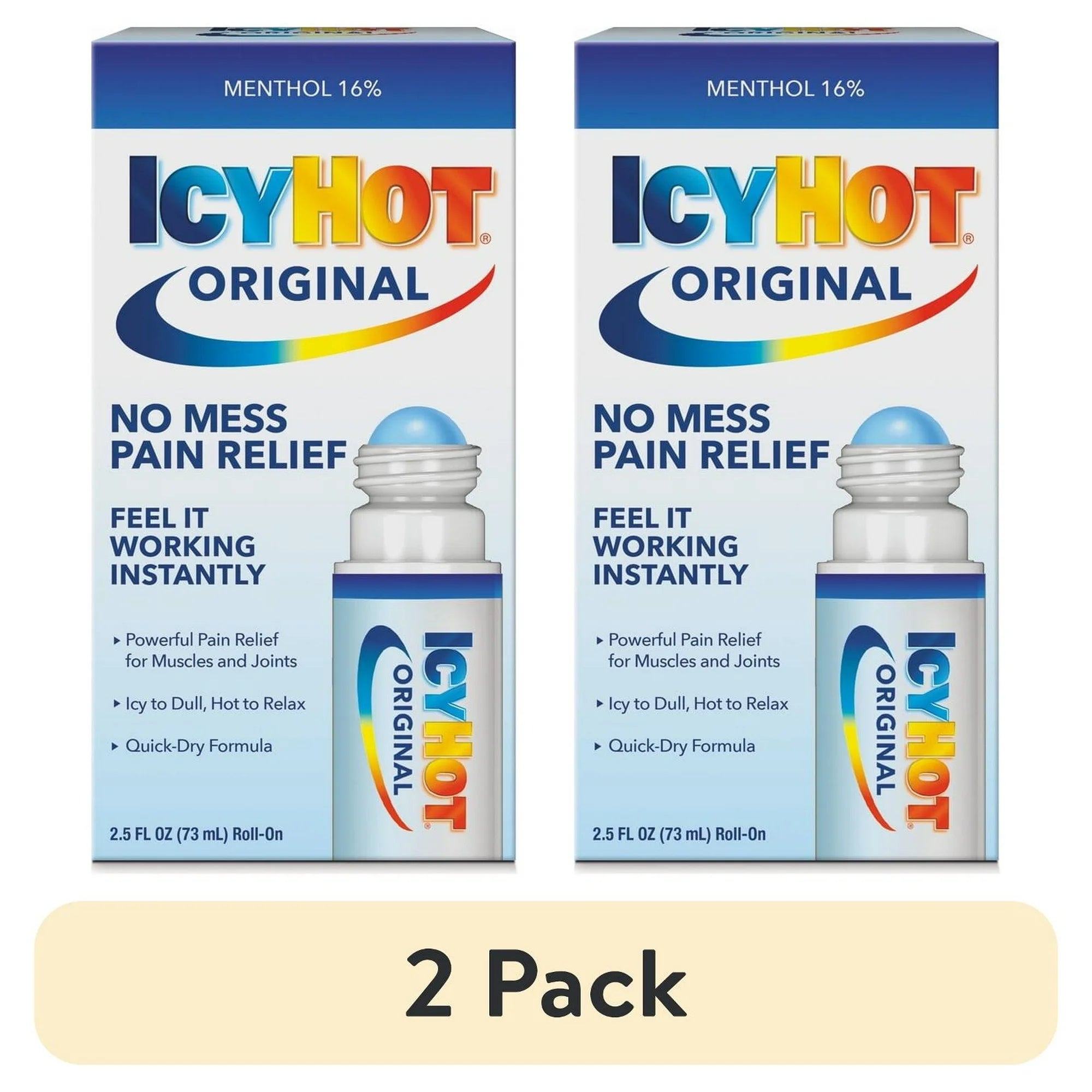 Icy Hot Original Medicated Topical Pain Reliever Liquid and Numbing Muscle Rub for Joint Pain Relief, Roll-On Cream, 16% Menthol, 2.5 fl oz