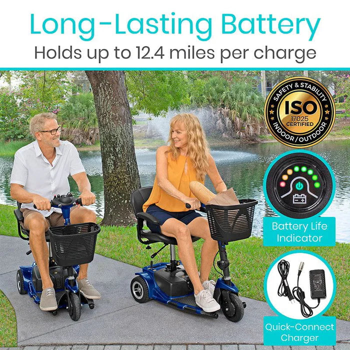 Vive 3 Wheel Mobility Scooter - Electric Long Range Powered Wheelchair