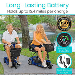 Vive 3 Wheel Mobility Scooter - Electric Long Range Powered Wheelchair
