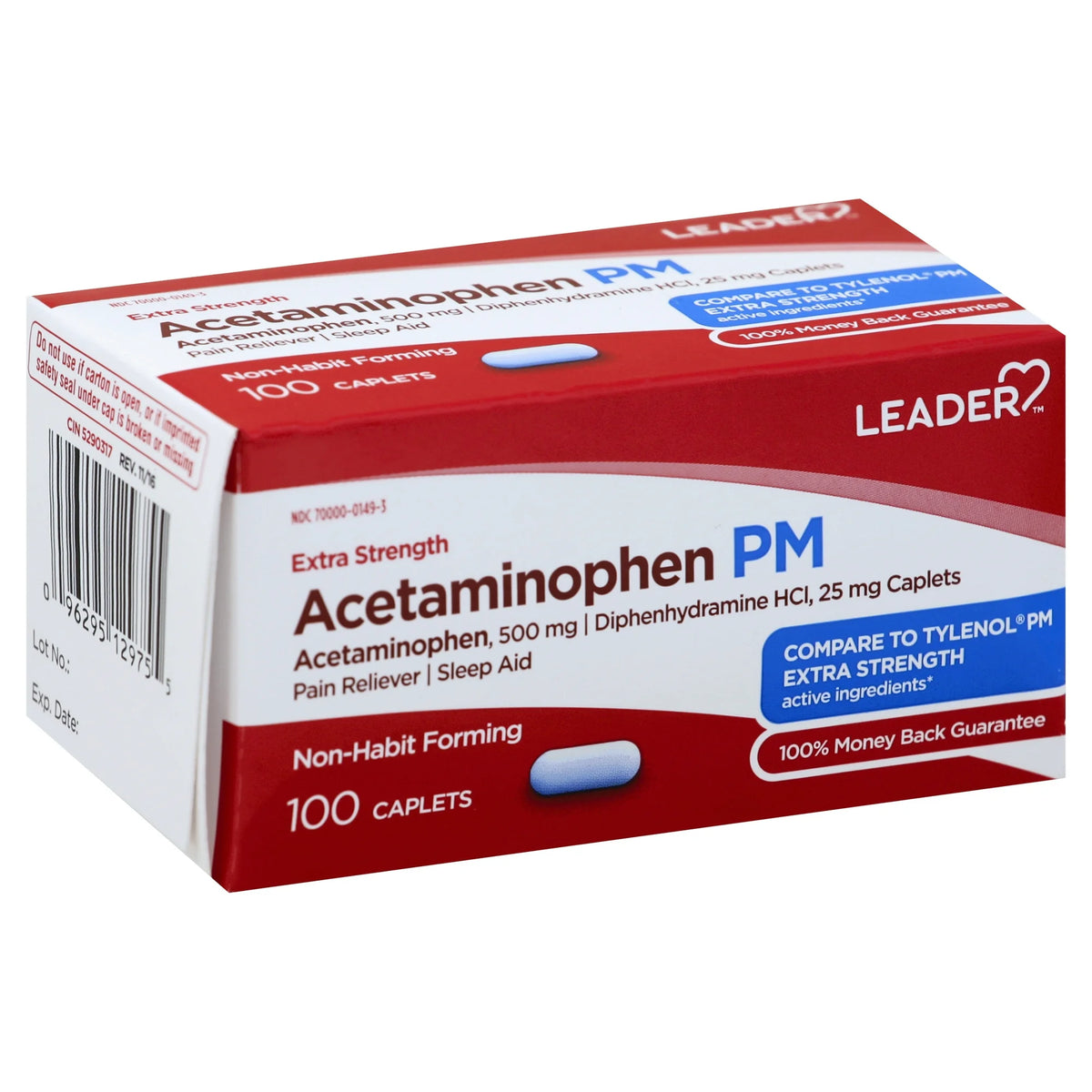 Login Caplets Leader Acetaminophen PM Caplets 500 mg, 100 Count – Pain Relief and Sl ...