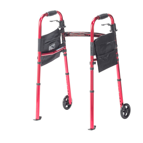 Drive Medical Deluxe Folding Travel Walker with 5" Wheels