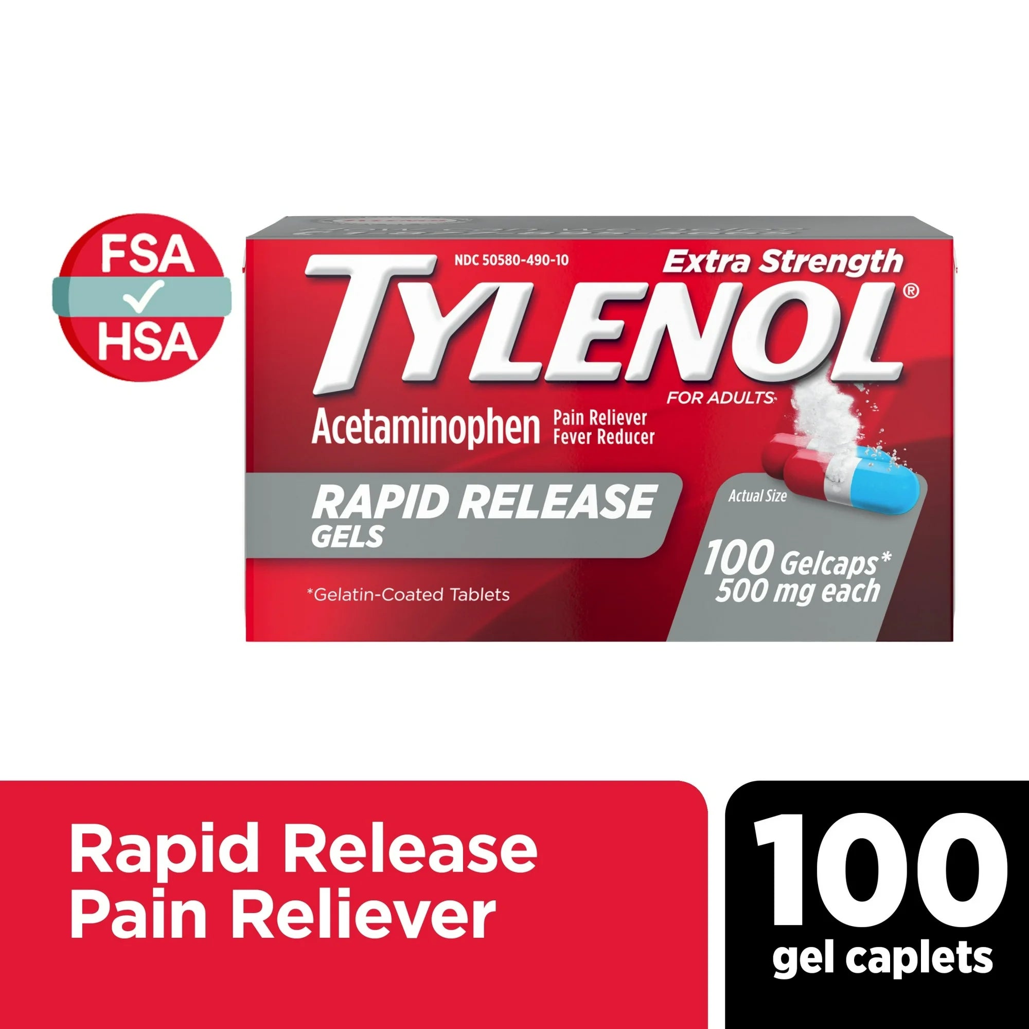 Tylenol Extra Strength 500 mg Acetaminophen Rapid Release Gels,