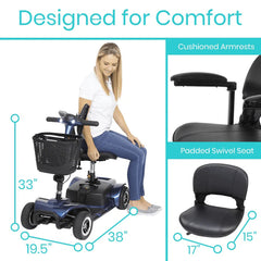 Vive 4 Wheel Mobility Scooter - Electric Powered with Seat for Seniors