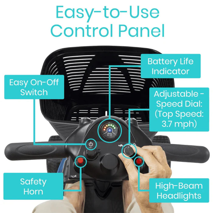 Vive 4 Wheel Mobility Scooter - Electric Powered with Seat for Seniors