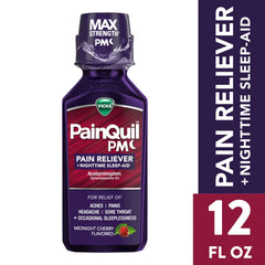 Vicks PainQuil PM Pain Relief and Sleep Aid Liquid, Acetaminophen Pain Reliever for Adults, 12 Fl oz