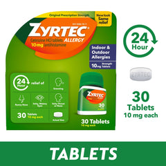 Zyrtec 24 Hour Allergy Relief Tablets with 10 mg Cetirizine HCl
