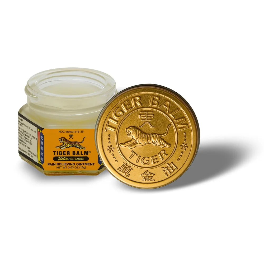 Tiger Balm Ultra Strength Pain Relief Ointment, 0.63 oz Jar, Relieves Backaches, Sore Muscles, Strains