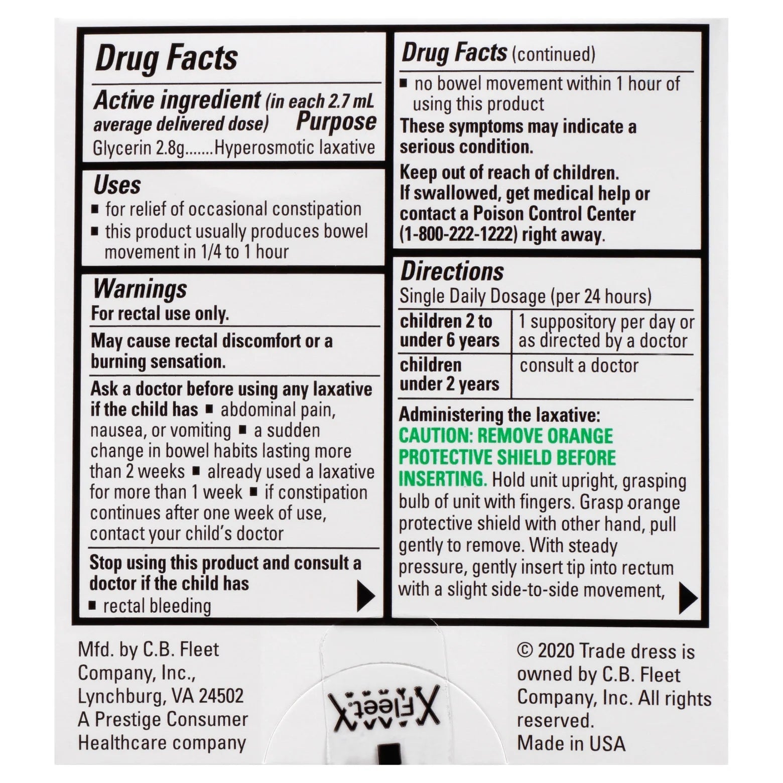 Pedia-Lax Laxative Liquid Glycerin Suppositories for Kids, Ages 2-5, 6 Count