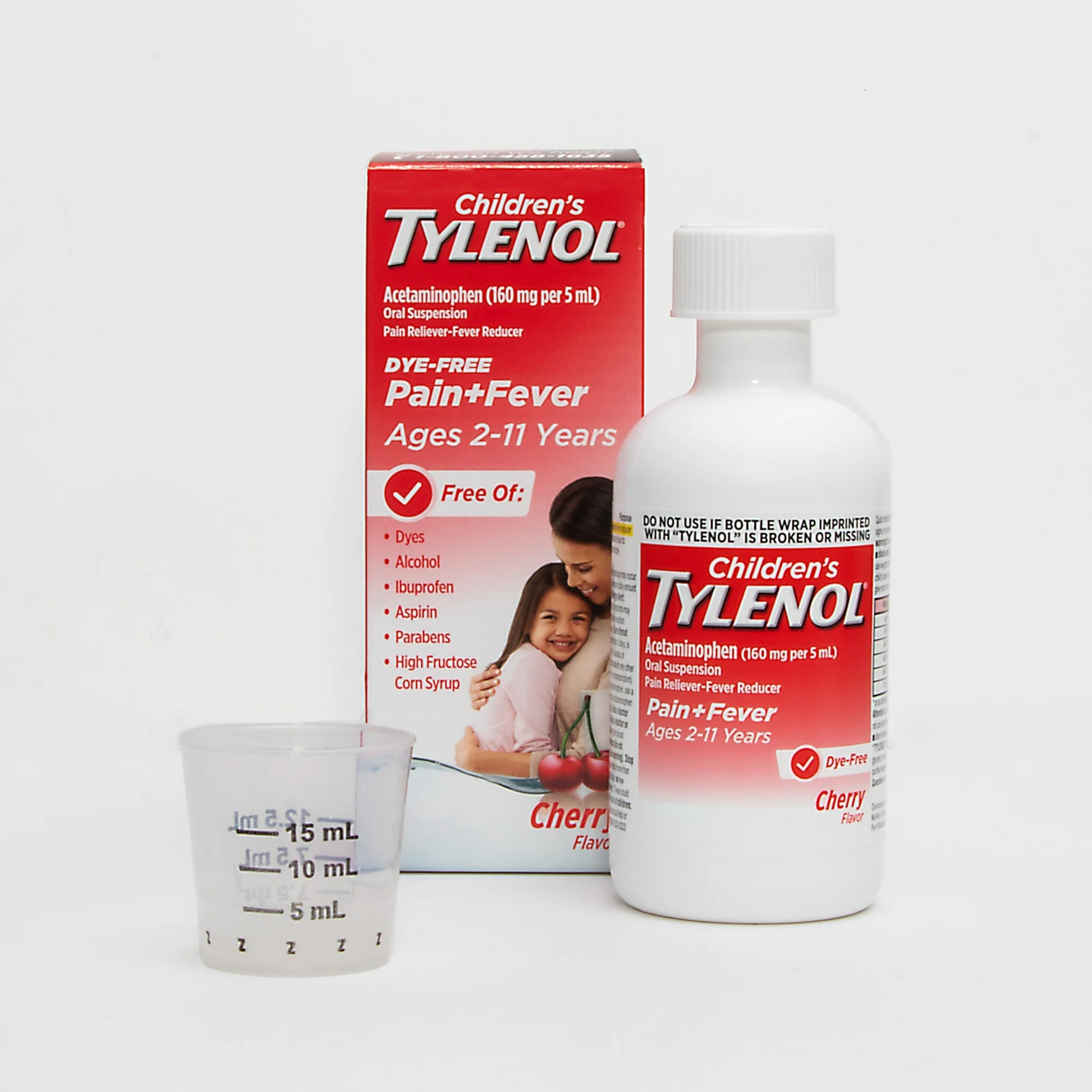 Children's Tylenol Pain + Fever Medicine, Dye-Free, Cherry