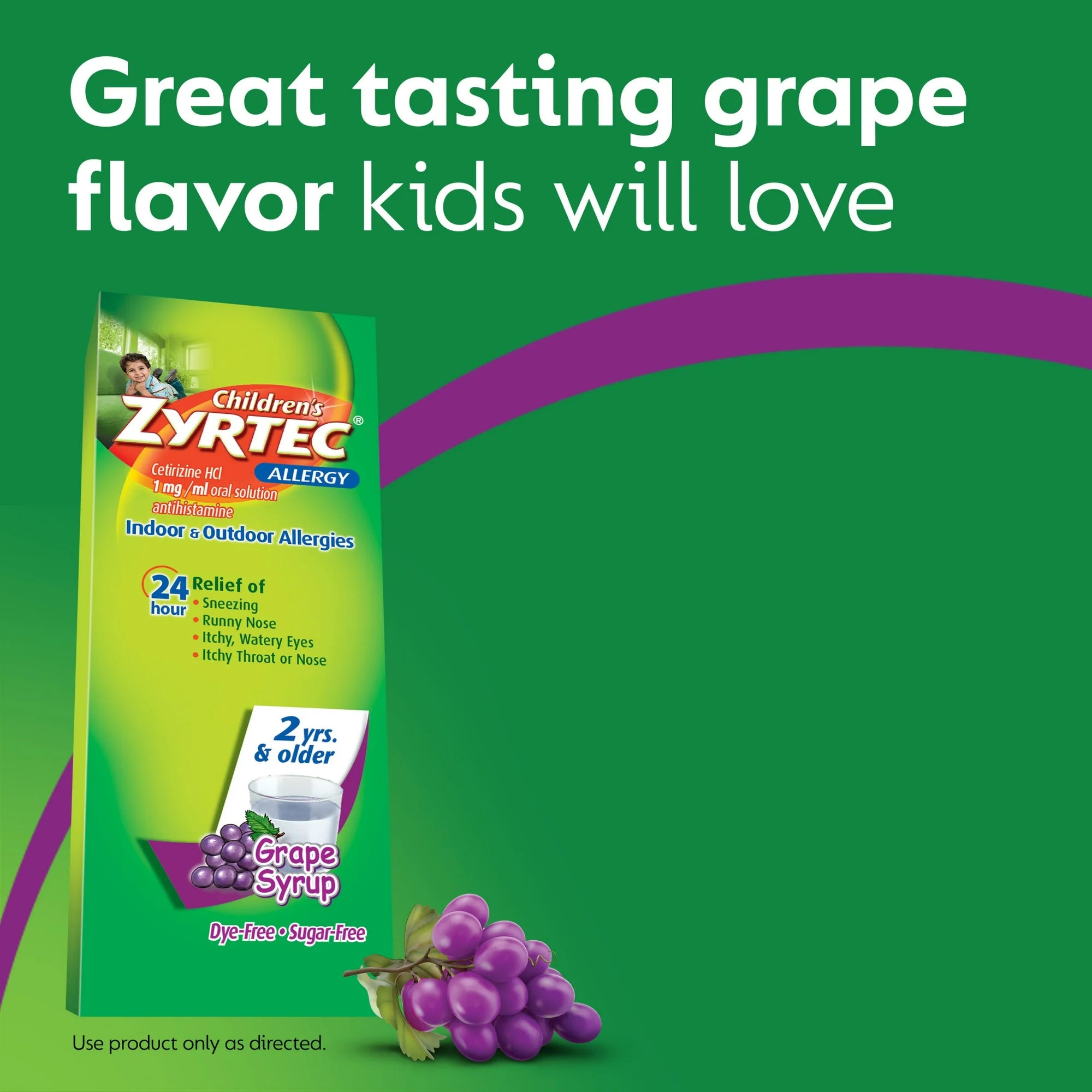 Children's Zyrtec 24 Hour Allergy Relief Syrup, Grape Flavor