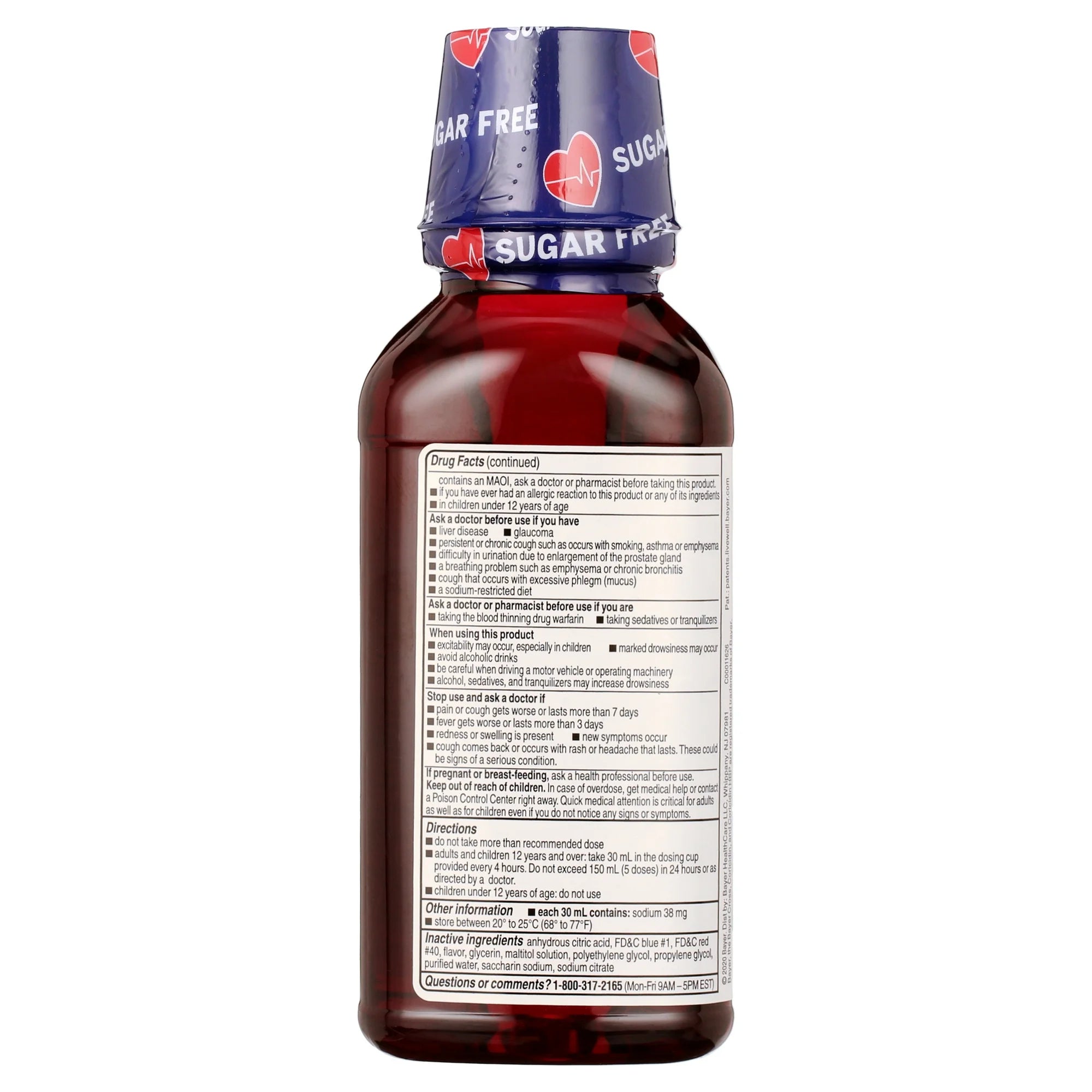Coricidin HBP Cold & Flu Medicine, Sugar Free Night Liquid, Cherry, 12 fl oz