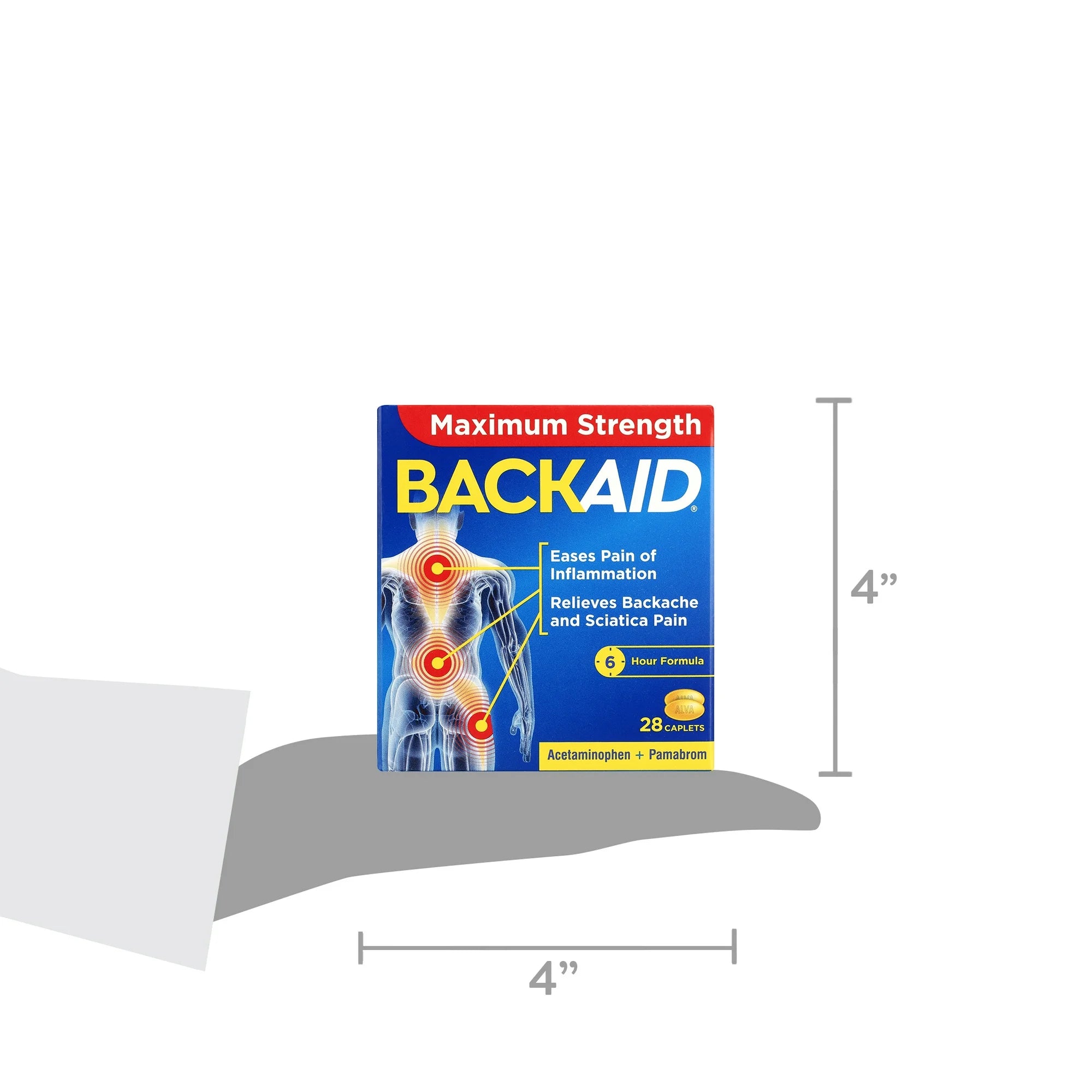 Backaid Maximum Strength Back Pain Reliever, 6-Hour Formula, Aspirin-Free Caplets, 28 Count