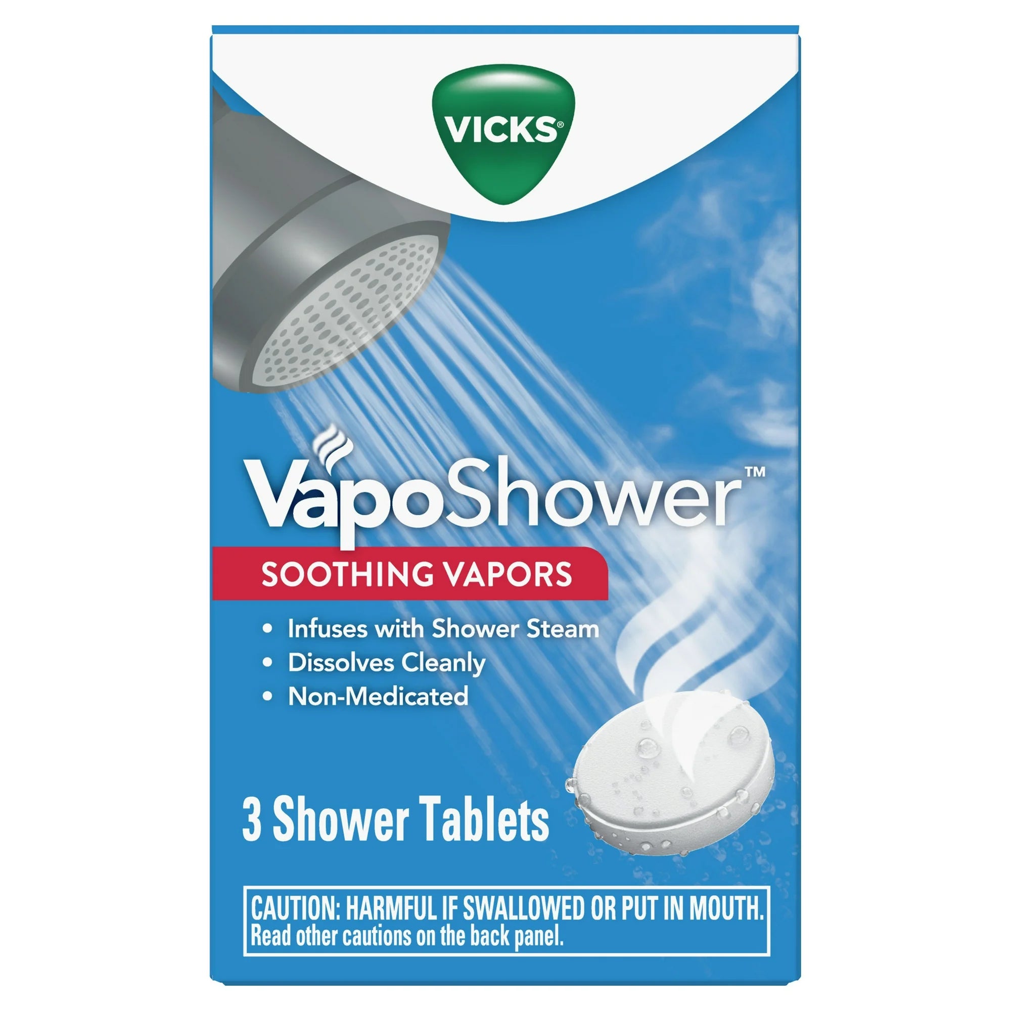 Vicks Vapo Shower Tablets, Menthol Scent Soothing Non-Medicated Shower Steamers, 3 Count