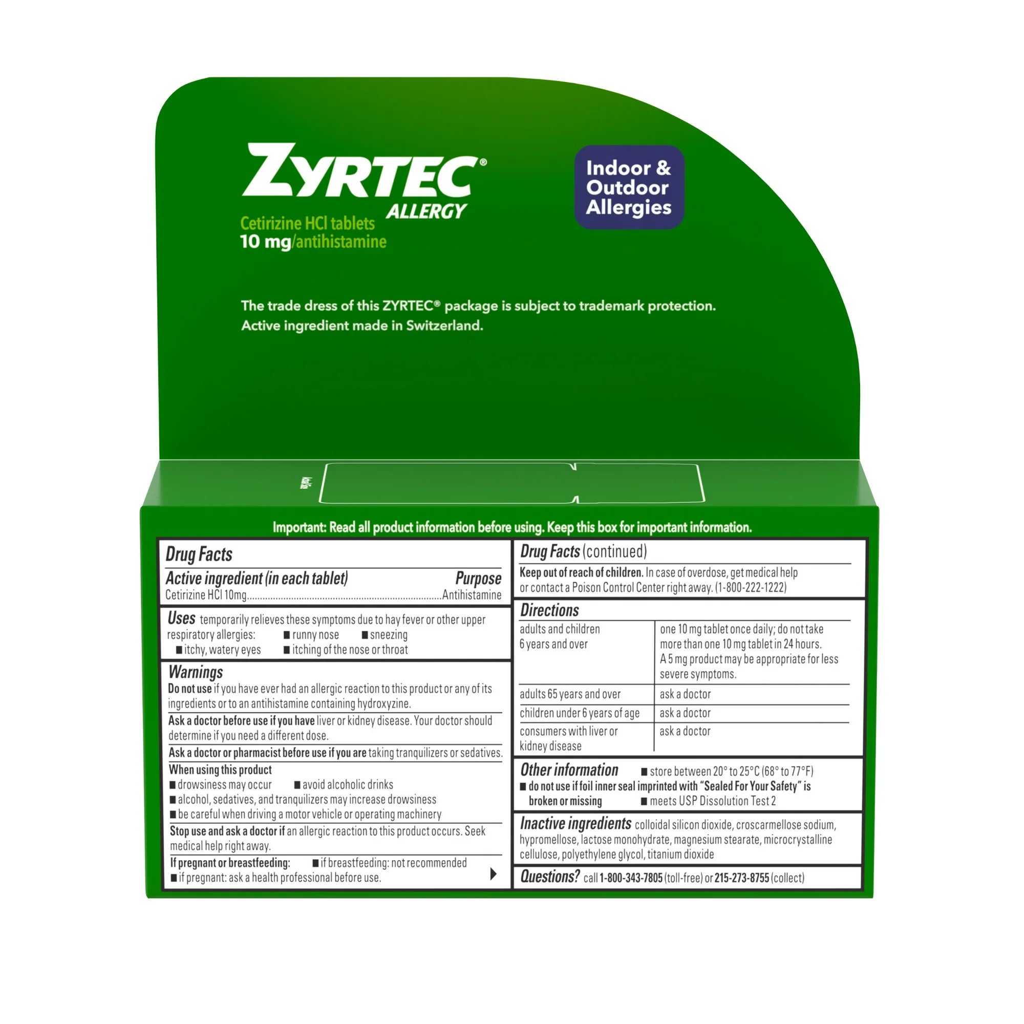 Zyrtec 24 Hour Allergy Relief Tablets with 10 mg Cetirizine HCl