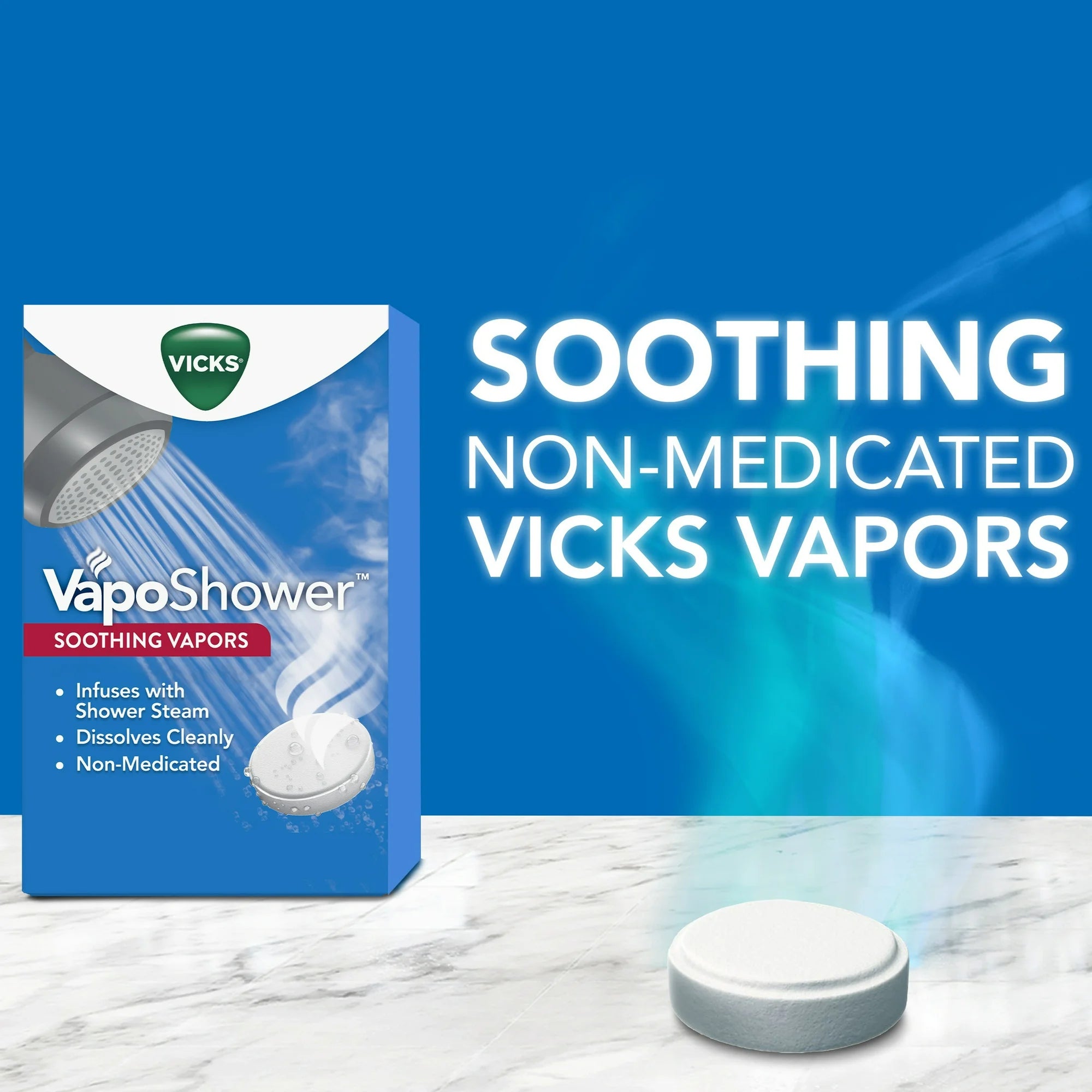 Vicks Vapo Shower Tablets, Menthol Scent Soothing Non-Medicated Shower Steamers, 3 Count