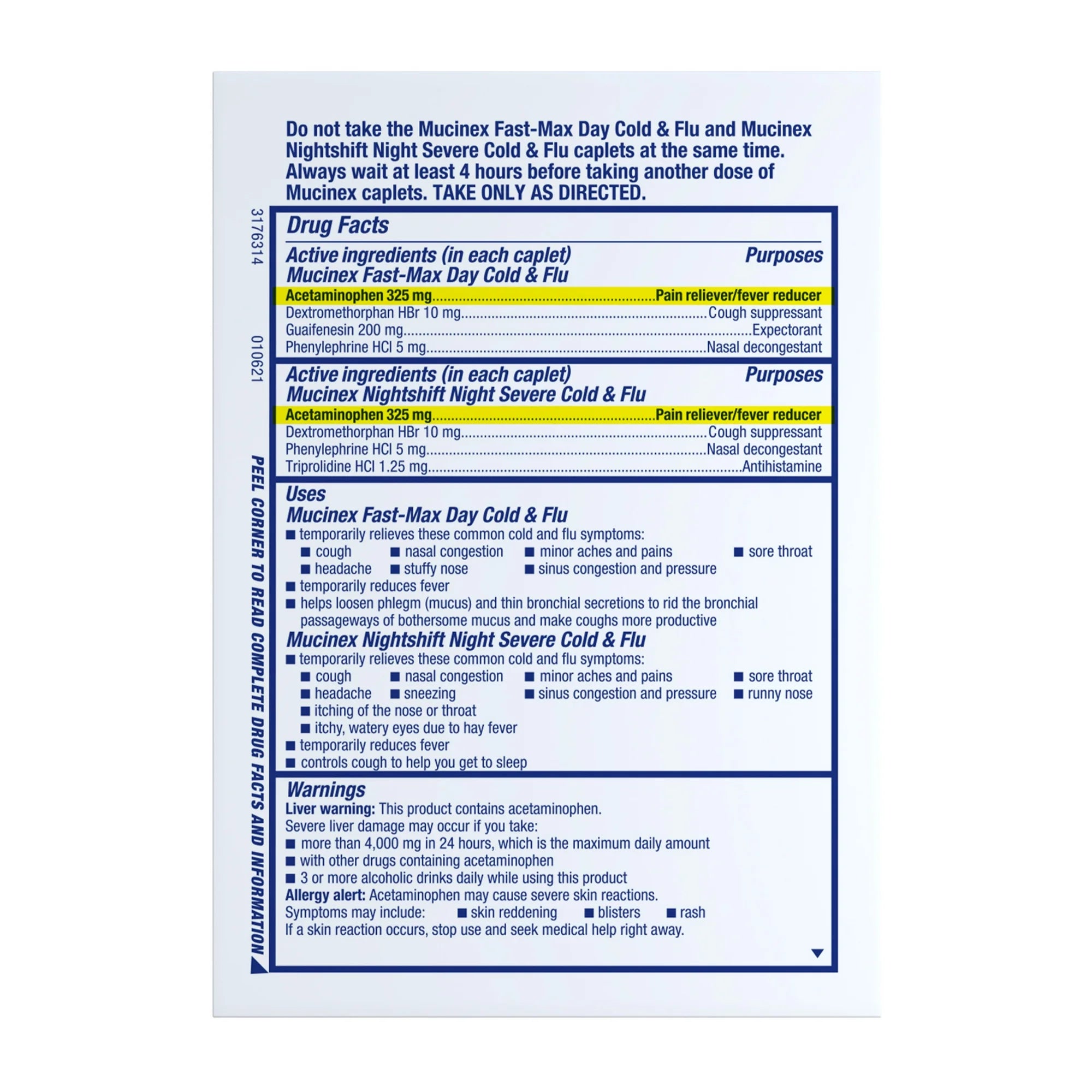 Mucinex Fast-Max Day Cold & Flu & Nightshift Severe Cold & Flu Medicine, Cough Relief, 20 Caplets