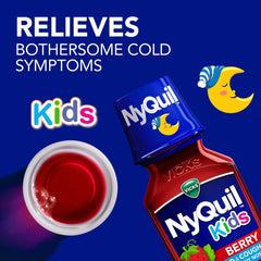Vicks NyQuil Kids Cold and Cough Liquid, Cold Medicine for Children, Berry, 8 Fl oz