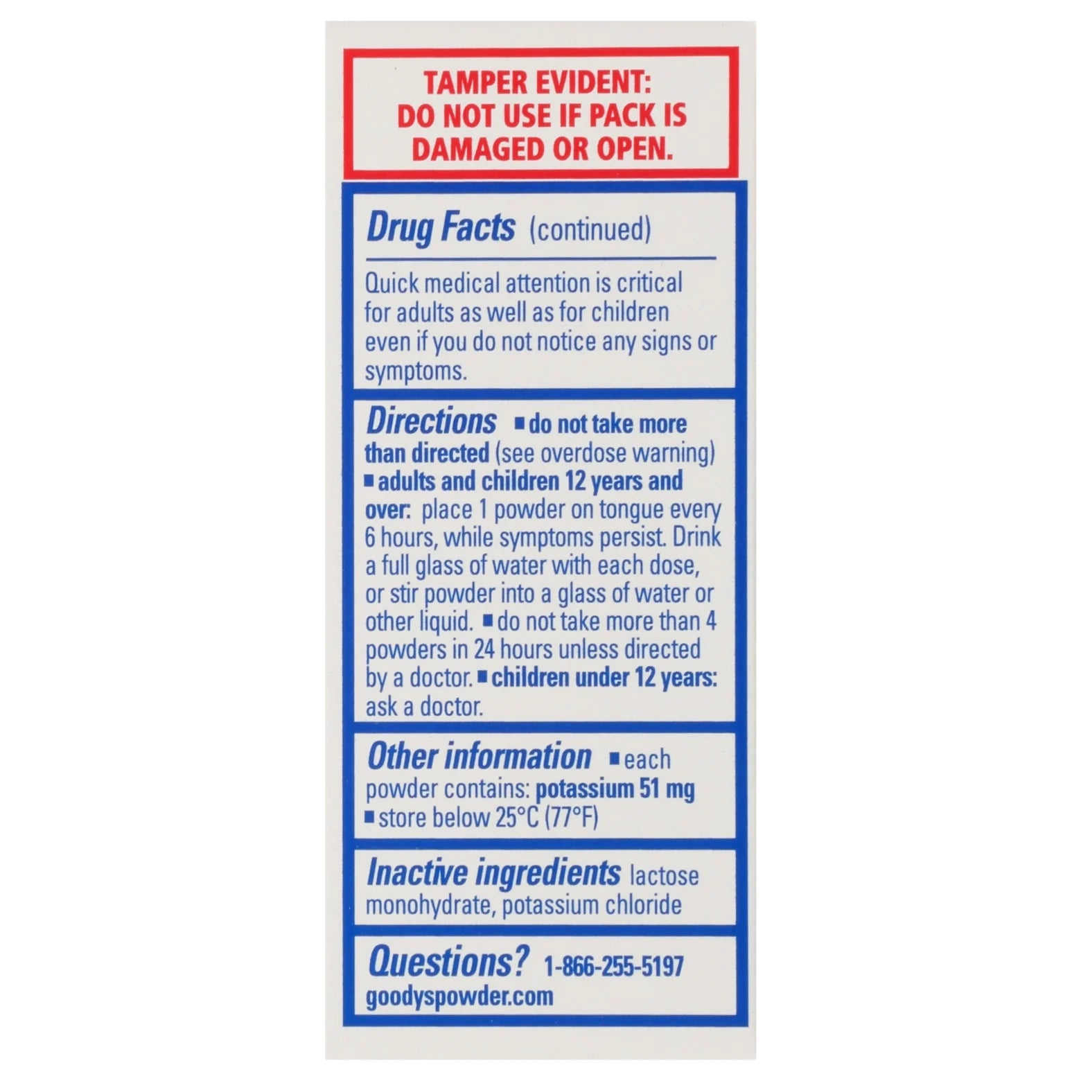 Afc Powder Goody's Extra Strength Headache Powder, 50 Powder Sticks – Primary ...